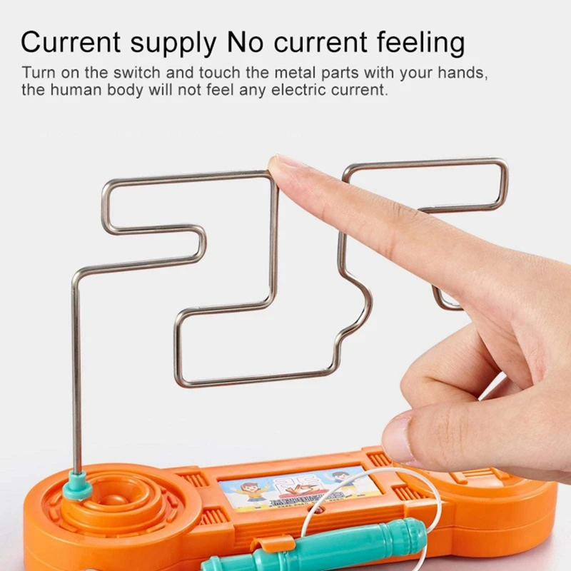 2X Bump Maze Toy Electric Dont Buzz The Wire Game Classic Tabletop Puzzle Game Retro Toys For Family Gathering, Orange 4