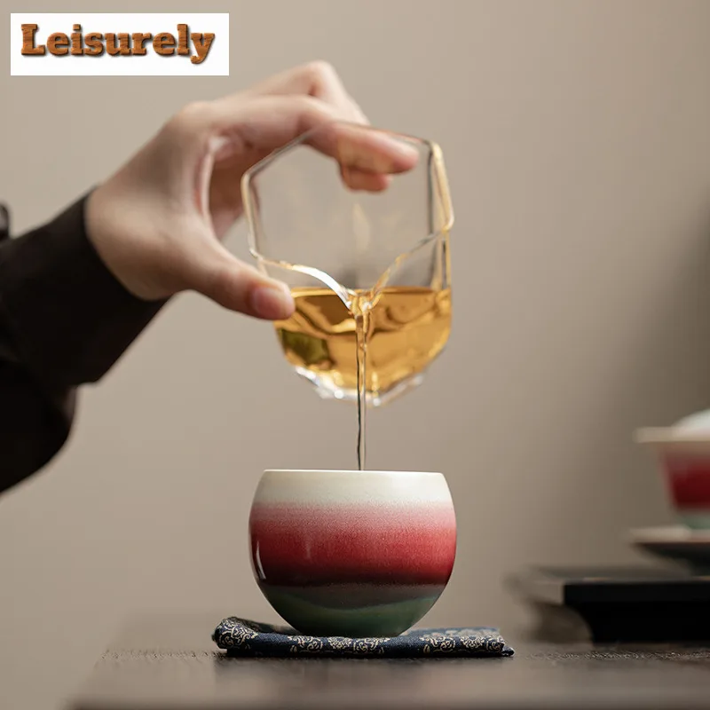 125ml Handmade Aurora Kiln Change Teacup Elegant Dragon Egg Tea Bowl Mug Smelling Cup Chazhan Personal Master Cups Teaware Craft