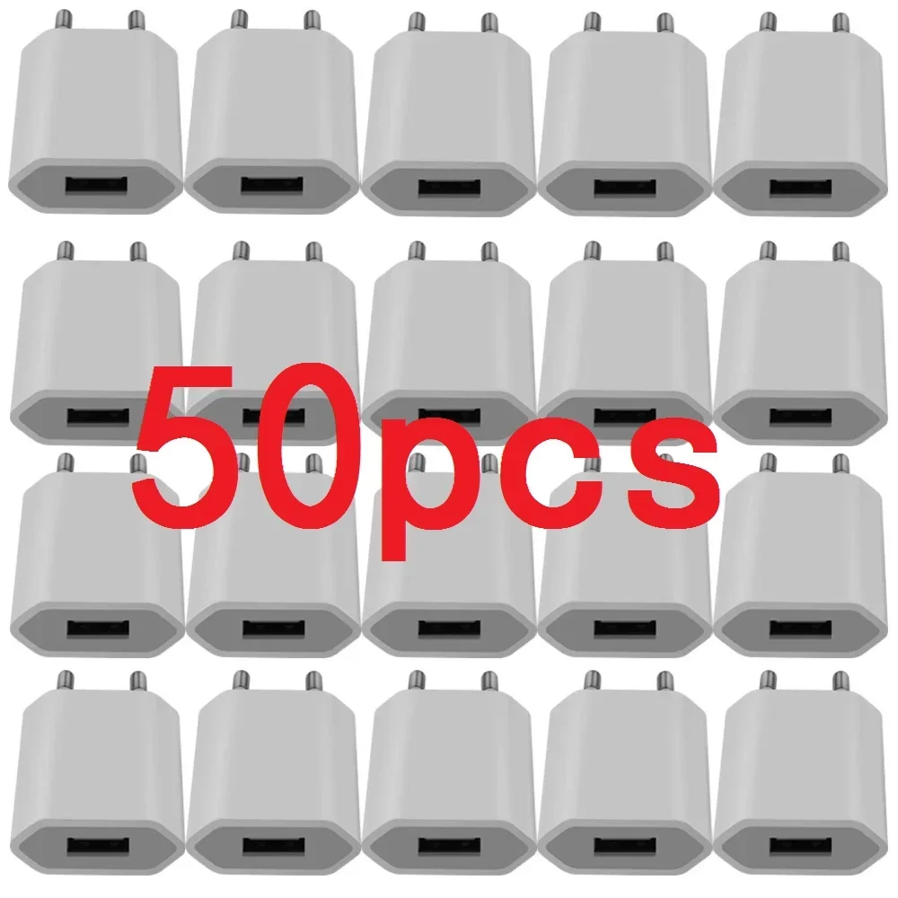 Charger Adapter Battery Charger Battery Charger Adapter Power Supply Adapter 50Pcs 5V 1A USB Travel Wall Charger Adapter Charging For Samsung s6 s7 note 2 4 htc lg iphone Huawei Android phone EU plug