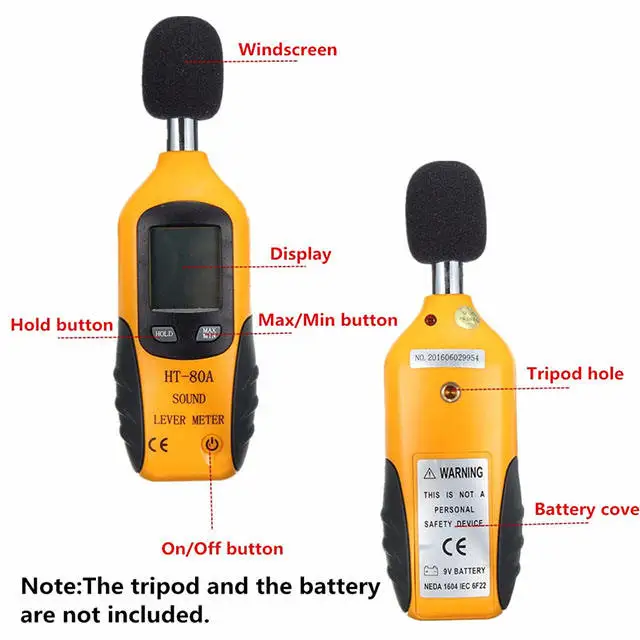 HTI HT-80A Noise Decibel Digital Sound Meter 30 – 130 dB Audio Measure Device To