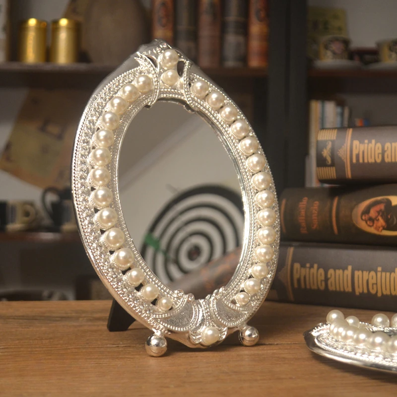 

Princess Makeup Decorative Mirrors Nordic Retro Bohemian Macrame Standing Mirror Hand Oval Specchio Living Room Furniture YX50JZ
