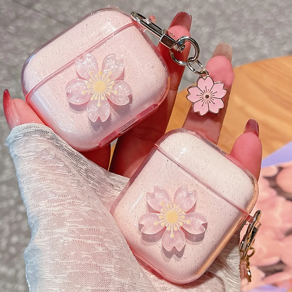 Chic Blossom & Stylish Floral Protective AirPods Case with Carry Strap for Pro/2/3 Gen: Elegant Security & Personalization