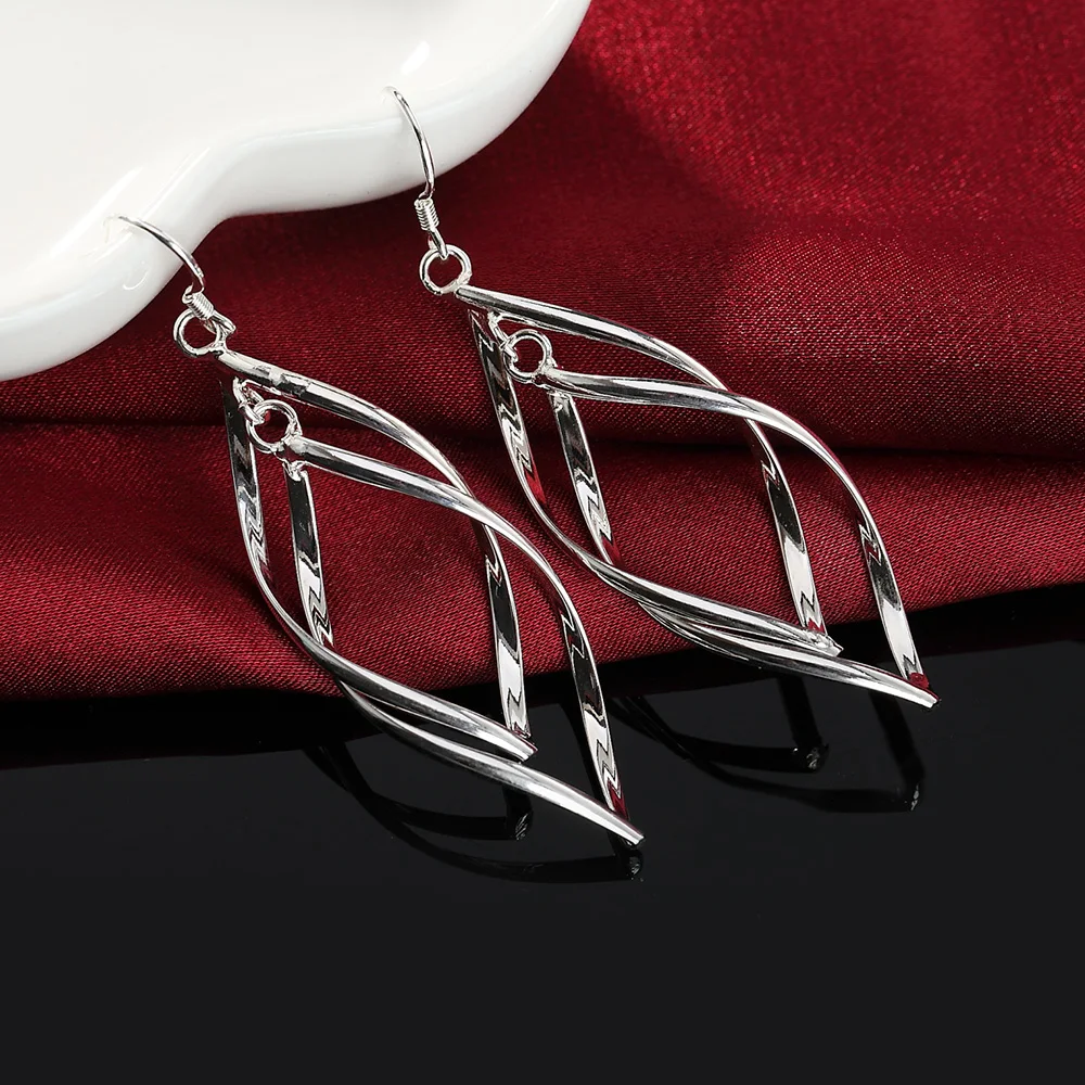Fine High Quality Silver Color Earrings Fashion Jewelry Elegant Woman  Hanging Drop Long Wedding Christmas Gifts - 3