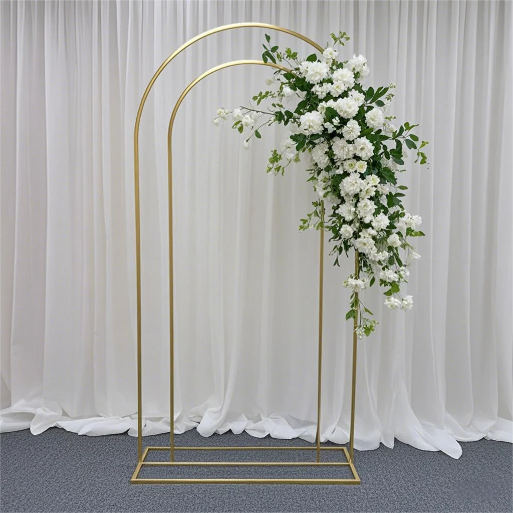 Shiny Double Arch Display Rack Outdoor Wedding Gold Plated Door Frame ...