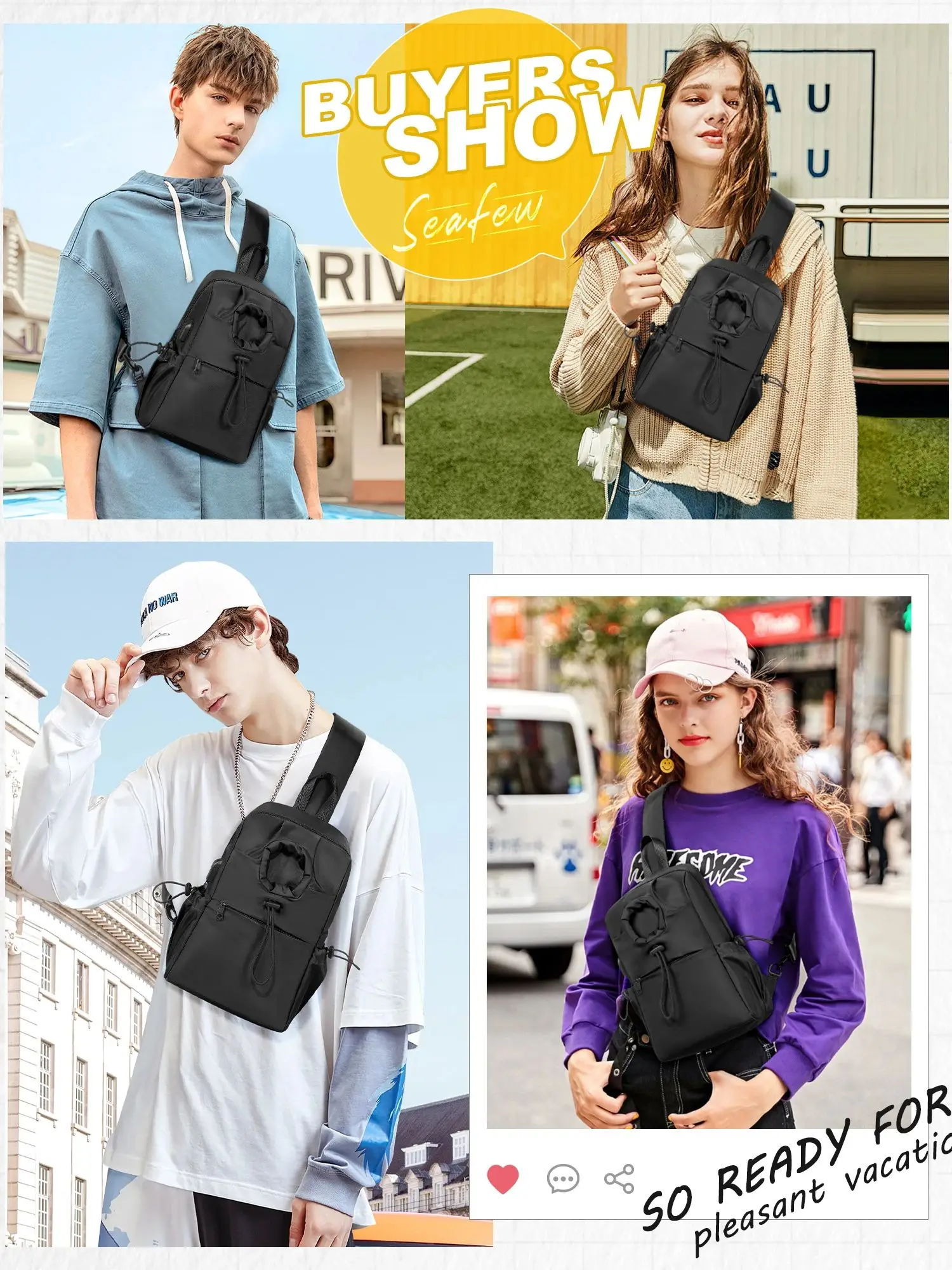 Anti-theft Men's Shoulder Bag Waterproof Chest Crossbody Bag Male Leisure Satchel Multi-Pockets Sling Bag, Can Hold a Water Cup