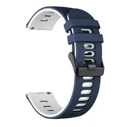 Sports Rubber Strap - Swim Silicone Soft Watchband Accessory (20mm/22mm) for 20mm (Blue White)