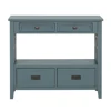Farmhouse Pine Wood Console Table with Drawers & Storage Shelf in Blue for Entryway/Living Room/Hallway/Kitchen 4