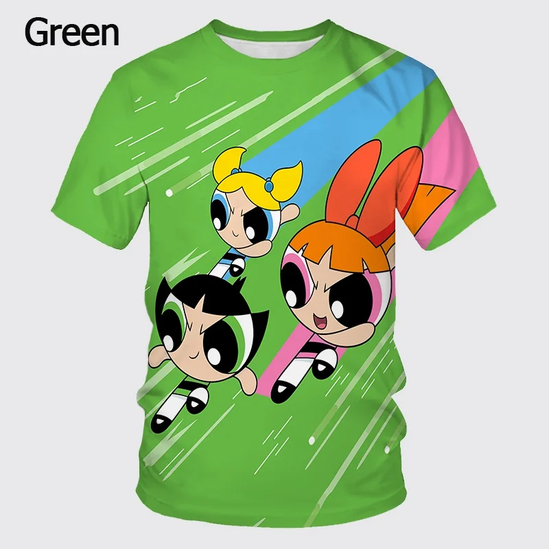 New Men Women 3D Print Cartoon the P-Powerpuff Girls Casual T Shirt Children\'s Cool Fashion Unisex Summer Short Sleeve Tees