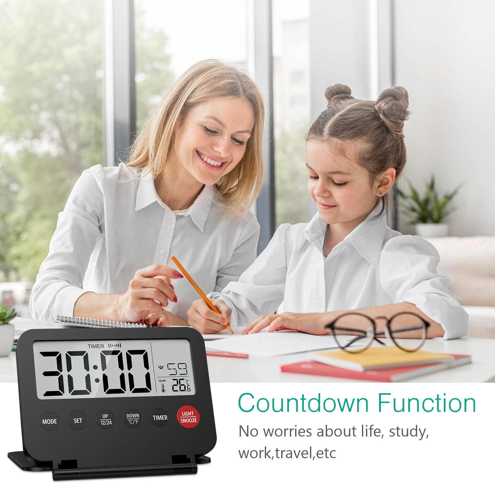 Digital Clock LCD Digital Clock Digital Desk Clock Digital Table Clock Mini Desk Clock Retro Desk Clock ORIA Digital Travel Alarm Clock Small Foldable Alarm Clock Battery Operated LCD Desk for Travel Business Trip Home