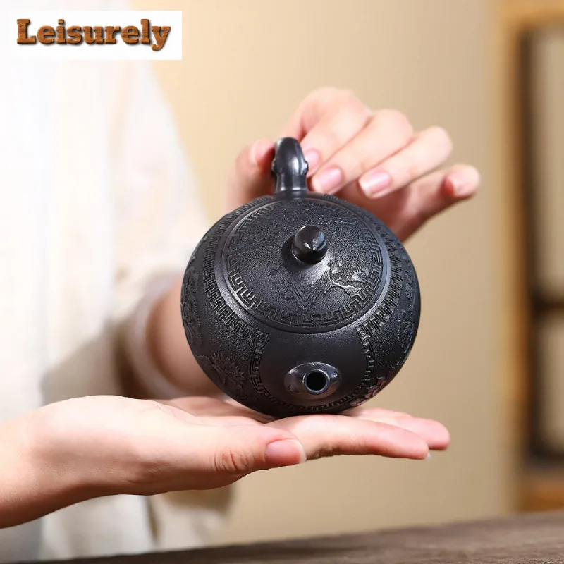 250ml Vintage Yixing Purple Clay Teapots Handmade Peach Pot Raw Ore Stone Yellow Mud Tea Infuser Kettle With Filter Zisha Teaset