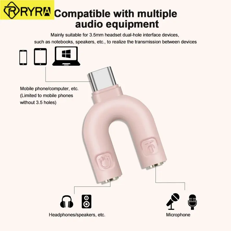 

Type C To Dual 3.5mm Jack USB C To 3.5mm Aux Double Earphone Audio Adapter USB C Splitter For Tablet Phone Laptop MP3 Player