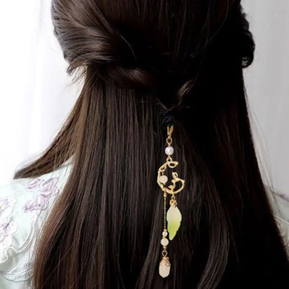 

Tassel Hanfu Tassel Headwear Leaf Hair Band Weave Hair Rope Pendant Hair Tie Chinese Style Rubber Band Hair Accessories