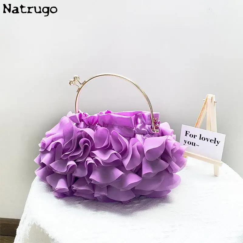 Women's Evening Clutch Exquisite Luxury Designer Chiffon Fabric Party Clutch Bag Female Shoulder Bag Purses Handbag Wedding Bag
