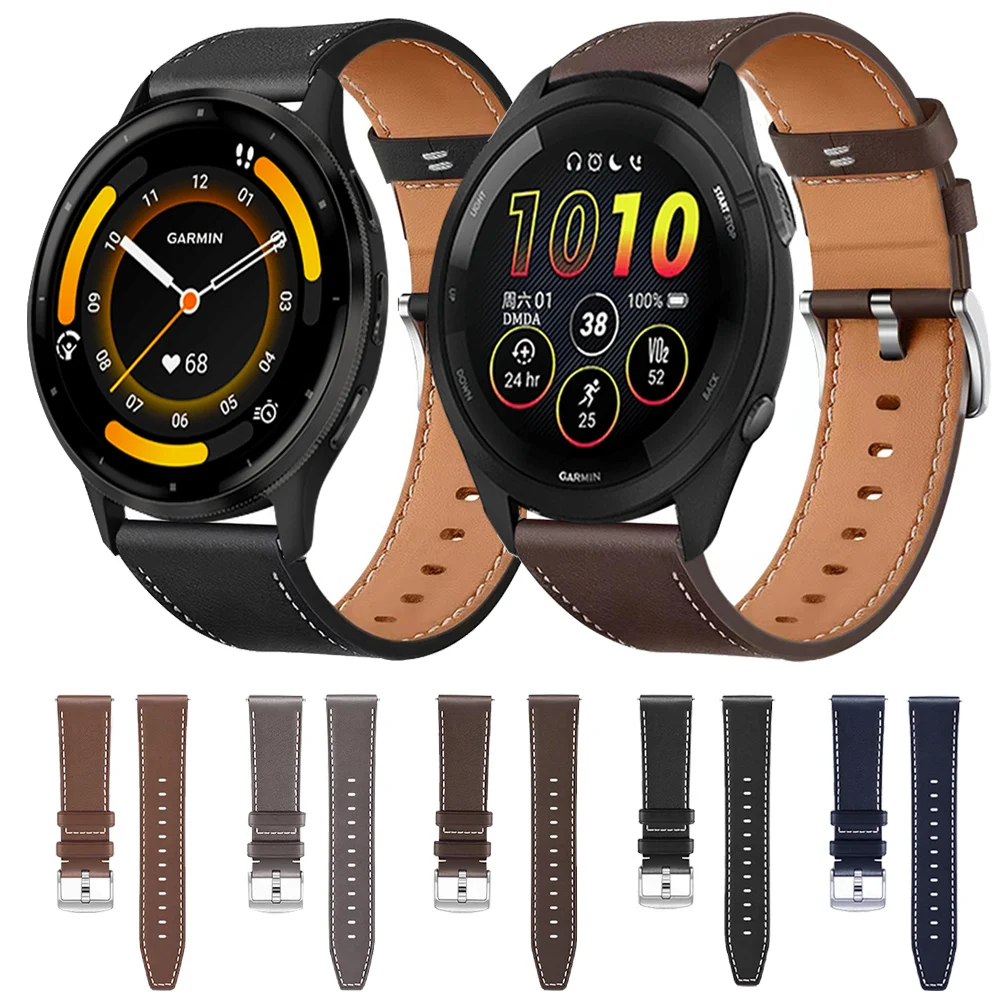 

Ремешок кожаный для наручных часов Garmin шнур 3/Forerunner 265 255 55/Vivoactive 5 4 3/шнур 2 Plus SQ 2, 22 мм 20 мм