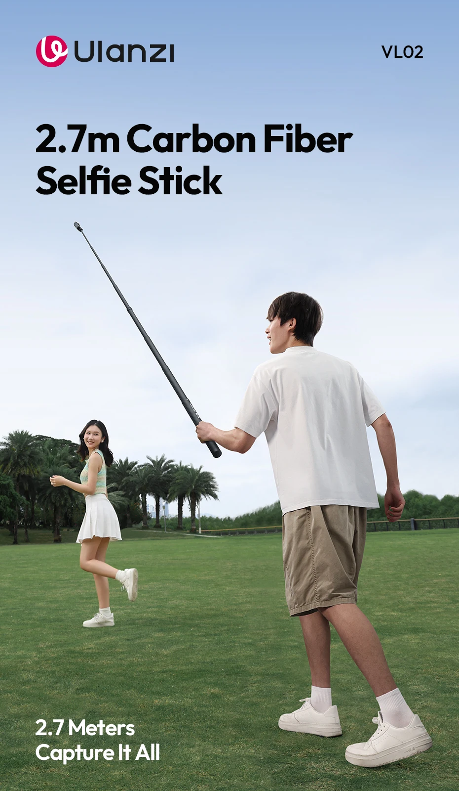 Carbon Fiber Selfie Stick Light-weight Selfie Stick Extension Rod for Gopro Smar