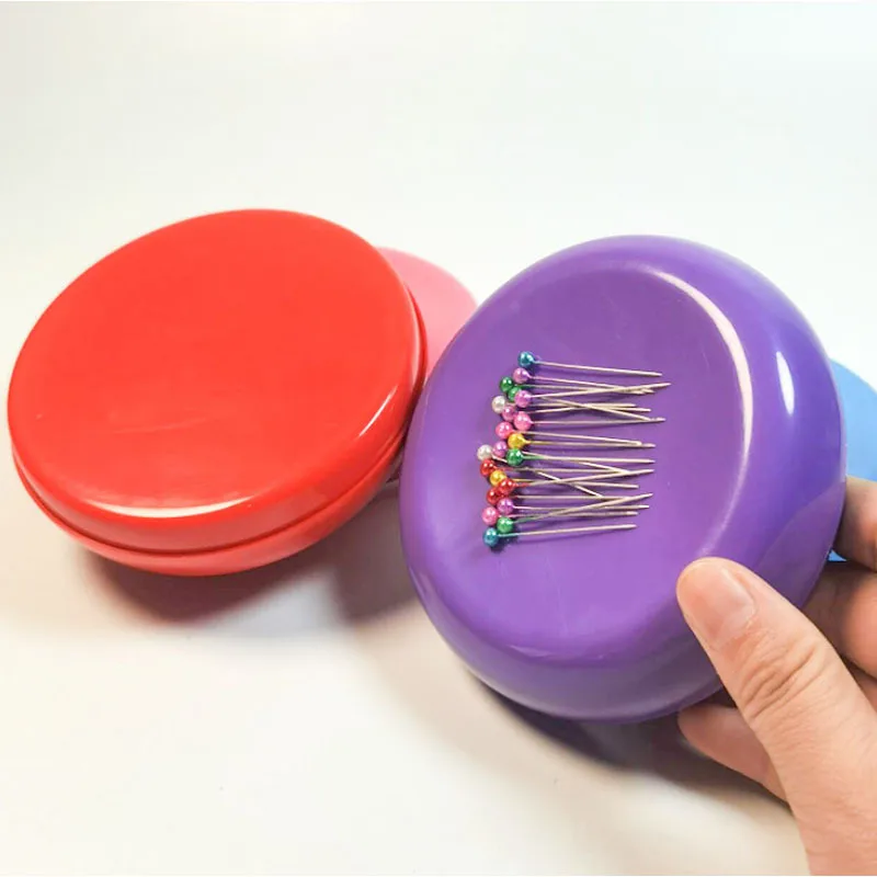Blue Magnetic Pin Cushion with Pins Magnetic Bobby Pin Holder Plastic Tray  for Bobby Pin 100PCS Plastic Head Pin Cushions for Sewing Supplies