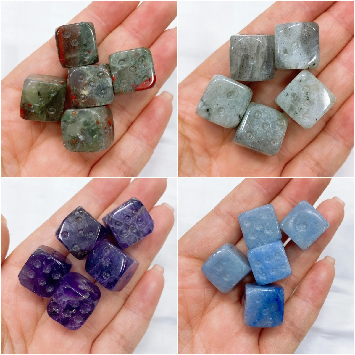 

15MM Natural Dice Figurine Crystal Quartz Stone Digital Toy Party Trick Magic Novelty Toy Strange Room Decoration Gift