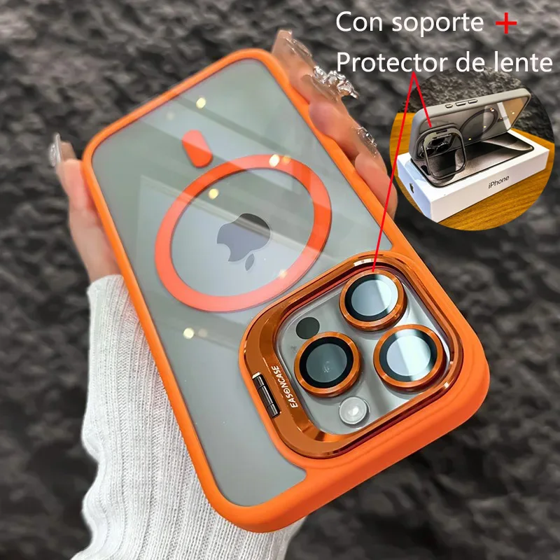 Luxury Magnetic Shockproof Phone Case with Lens Protector and Stand