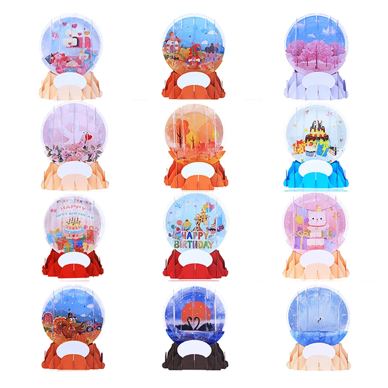 3D Snowdome Pop Up Card with Envelope, Crystal Snow Globe, Valentine's Day , Birthday Gift, Anniversary, Christmas, Xmas