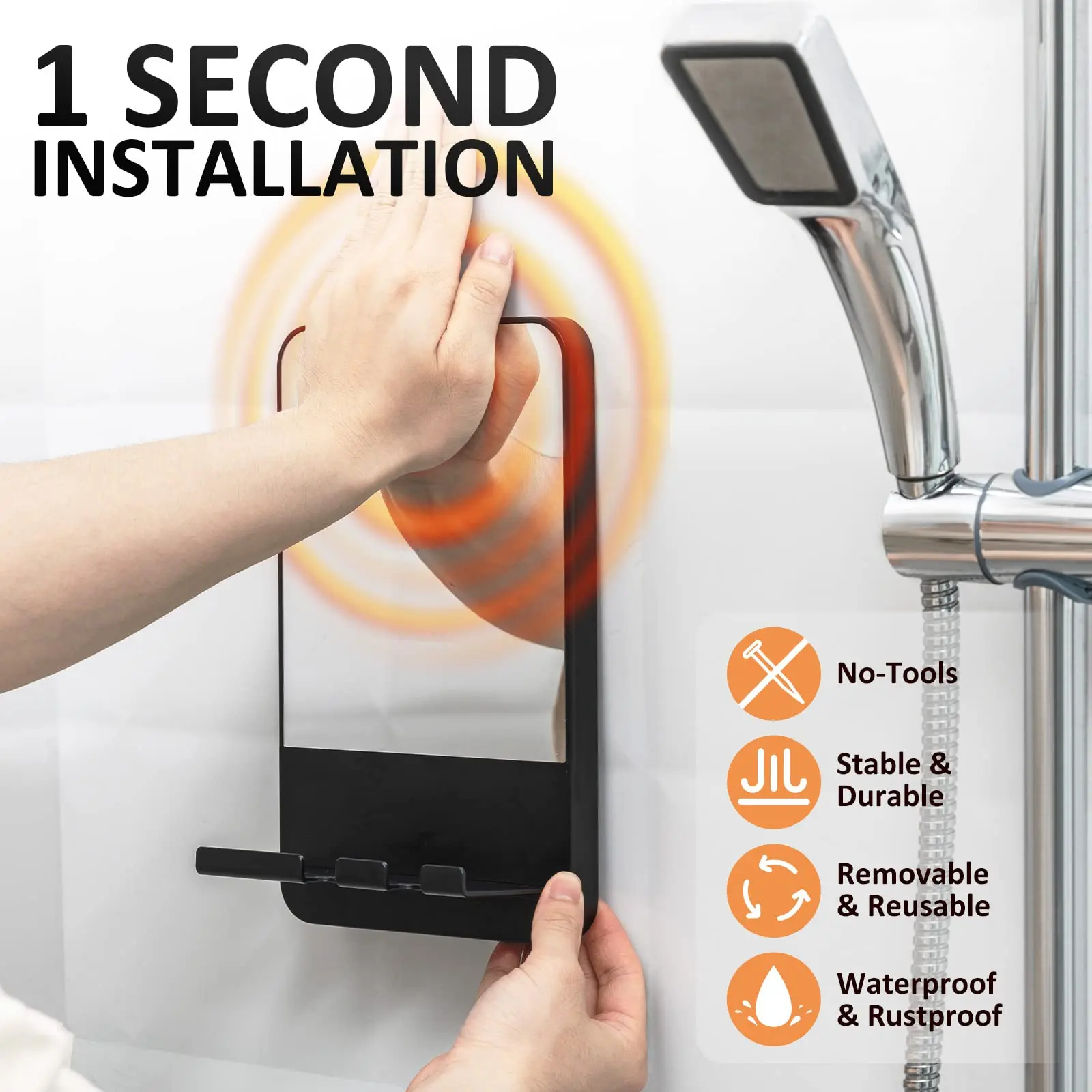 TAILI Acrylic Anti Fog Mirror With Holder Suction Cup Shower Shave Mirrors Fogless Bathroom Mirrors Washroom 3