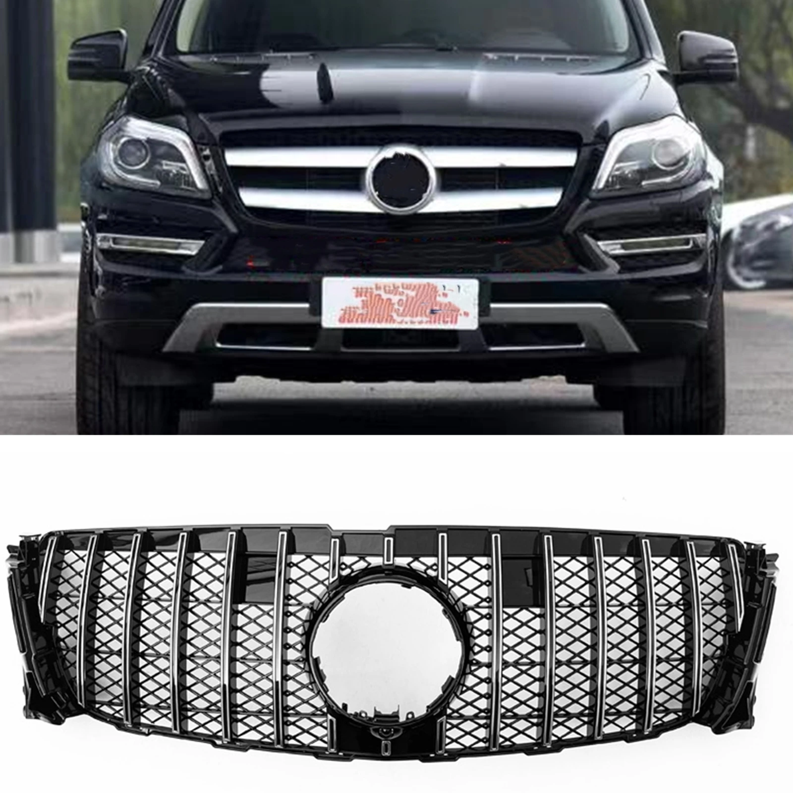 

Front Grille Grill For Mercedes Benz GL Class X166 GL350 GL400 2013 2014 2015 GT Style Silver/Black Upper Bumper Hood Mesh Grid