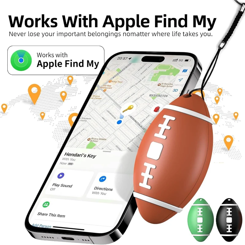 AirTag Compatible Pet Tracker: Key Ring/Collar Attachment with Worldwide Find My Network Support and MFI Certification for iPhon