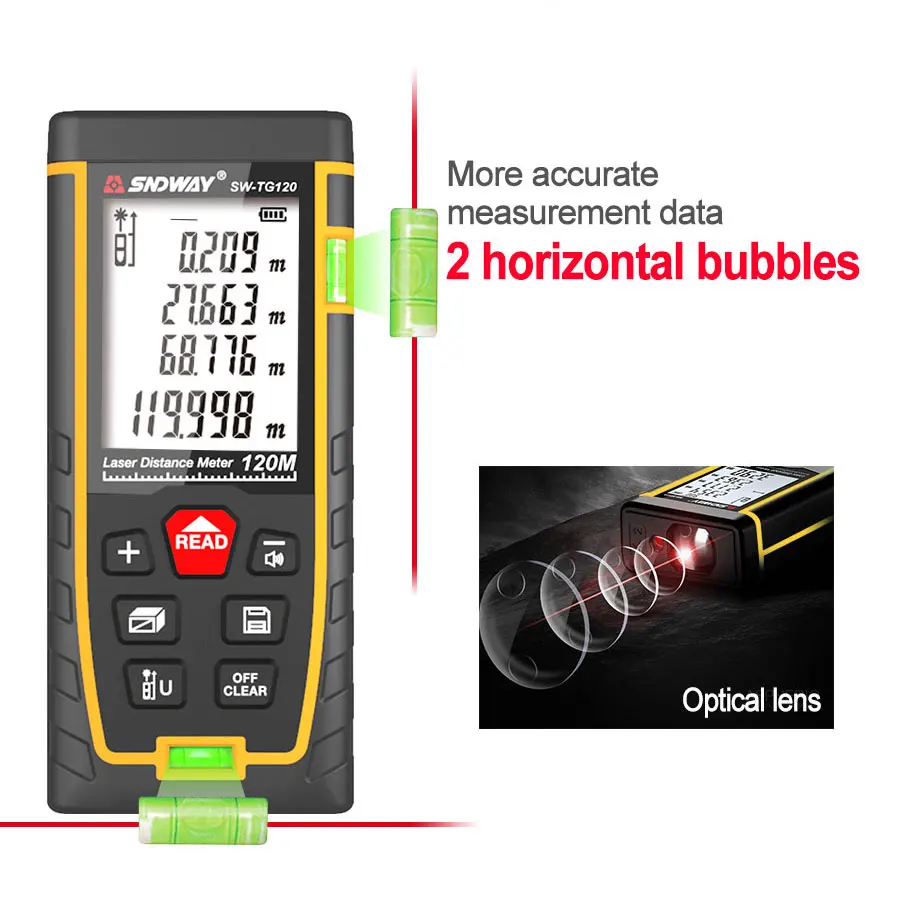 SNDWAY Laser Distance Meter Mini Rangefinder Digital Laser Trena Range Finder Device Ruler For 50M 70M 100M 120M