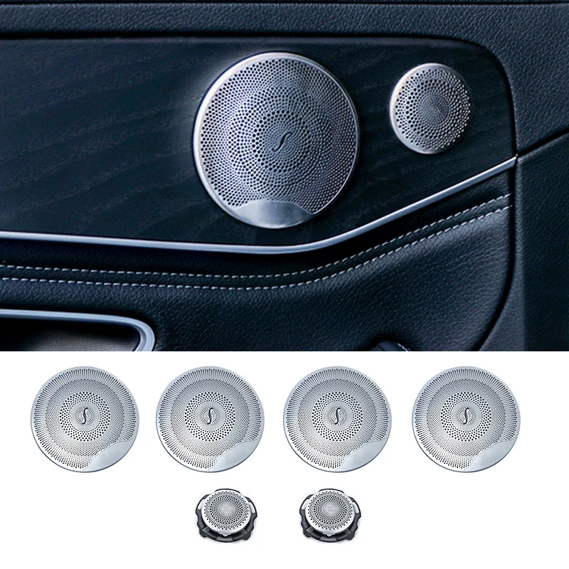 Stereo Speaker Tweeter Midrange Speakers Audio Speakers Kit 6 Car speaker Covers Mercedes Benz GLC X253 W205 W213 E C AMG Class Series Door Loudspeaker Tweeter Midrange Lid Trim