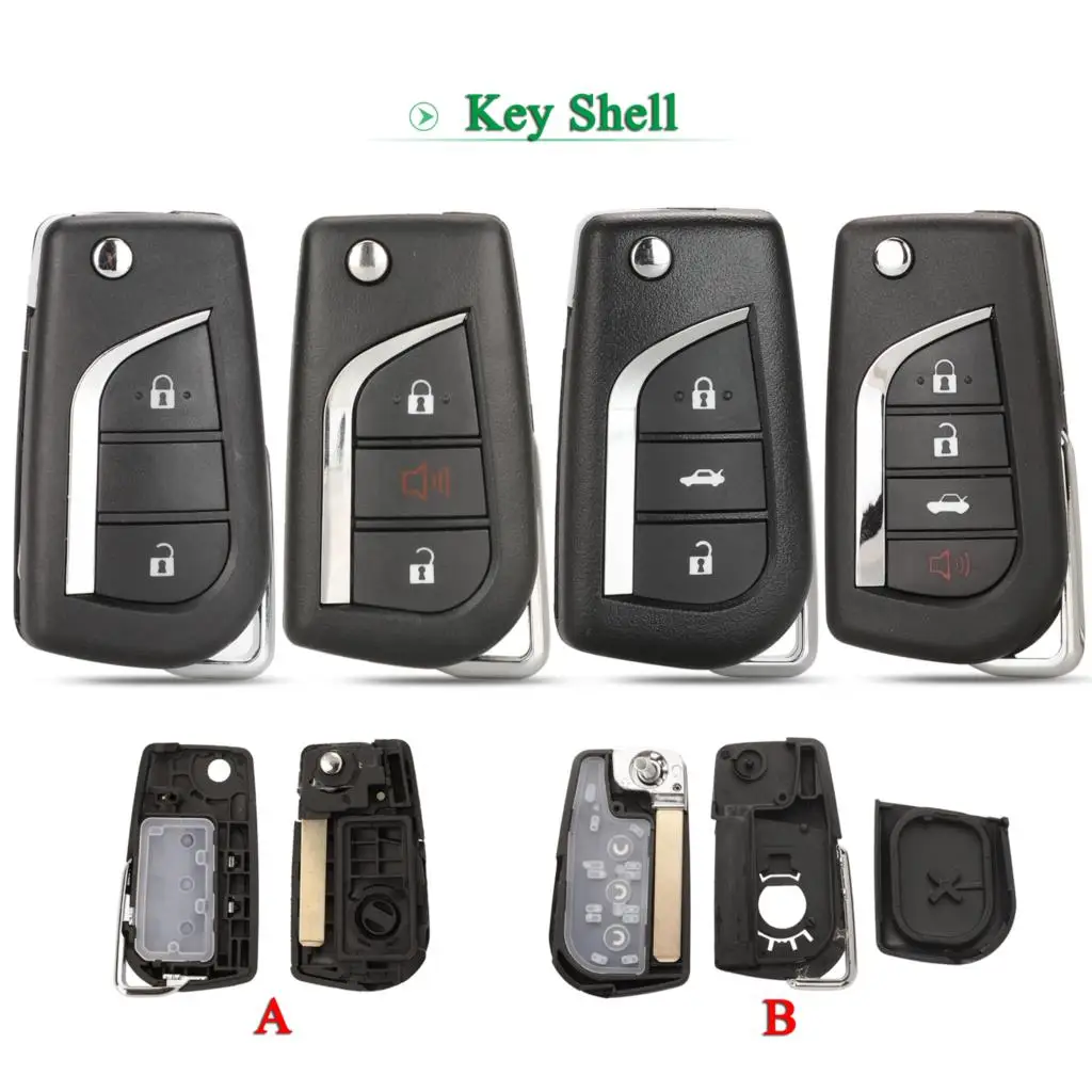 Jingyuqin Flip Folding Smart Car Key Shell Case with 2/3/4 Buttons