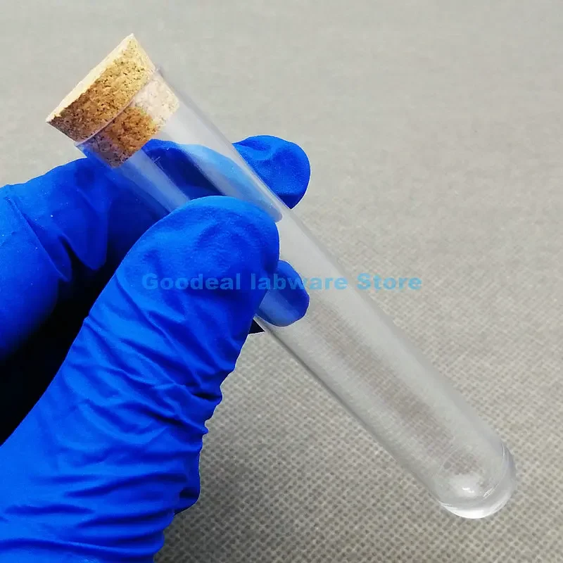30pcs 50pcs 100pcs Lab 18x105mm Clear Plastic Test Tubes With Corks Stoppers Camellia candy vial wedding gift tube