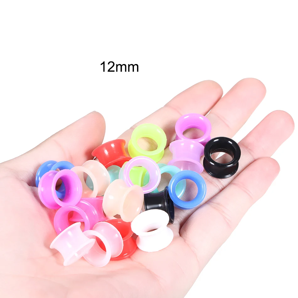 Piercing jewelry ear piercing jewelry body piercing jewelry body jewelry 12Pairs Silicone High Double Flared Ear Gauges Mixed Color Earlet Gauges Expansion 10mm