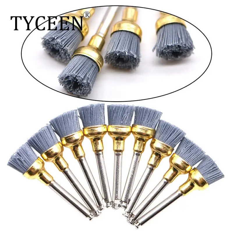 

10Pcs Dental Polishing Brush Silicon carbide Material Latch Flat Bowl Teeth Polisher Prophy Brushes for Contra Angle Handpiece