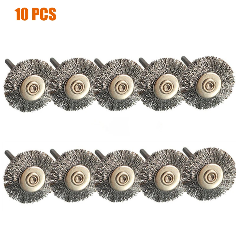 

10pcs 22mm T-shaped Stainless Steel Wire Brushes For Wood Carving, Stone, Metal Burr Polishing Deburring Cleaning Accessories