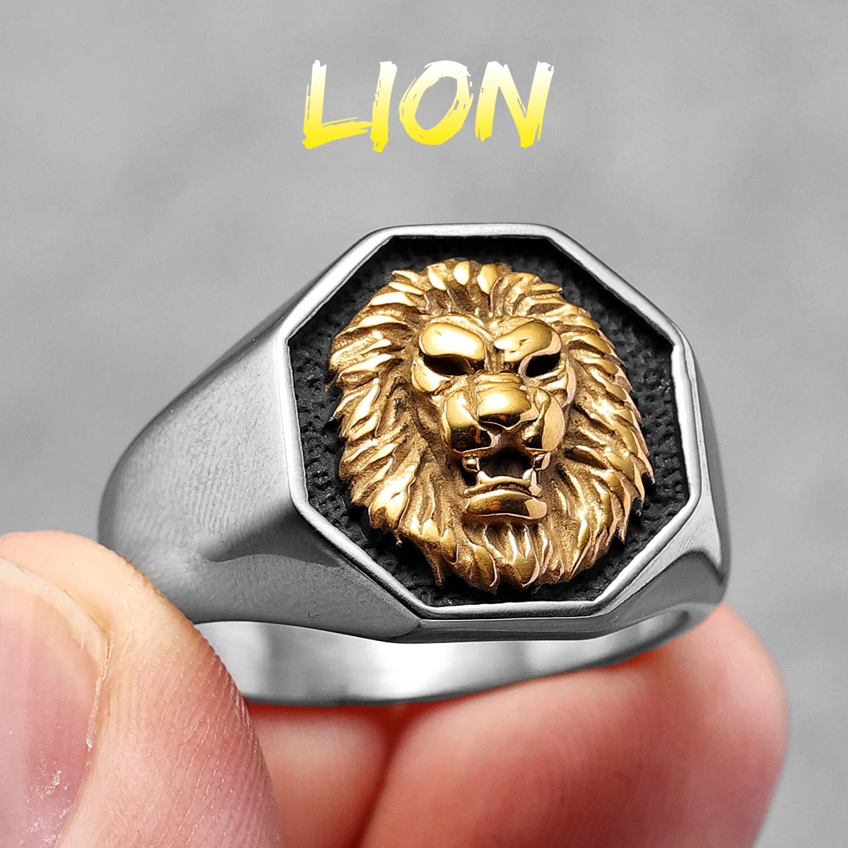 Lion King Animal Stainless Steel Rings - Trendy Unique Punk Style Jewelry Gift