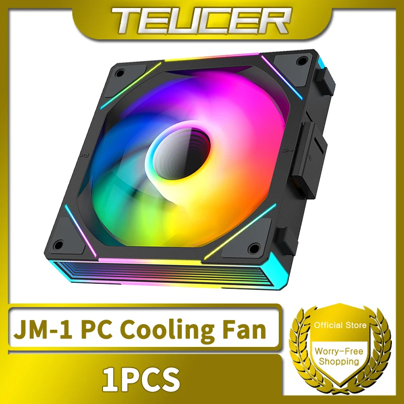 TEUCER 1PCS JM-1 PC Cooling Fan ARGB Mirror Cycle Light Effect 800-2000RPM PWM Water Cooling 360mm Cooler Fan