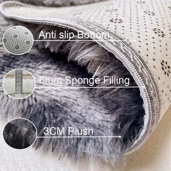 Gray Carpet for Living Room Plush Rug Bed Room Floor Fluffy Mats Anti-slip Home Decor Rugs Soft Velvet Carpets Kids Room Blanket 4