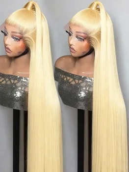 34 Inch 13x4 Blonde 613 Color Human Hair Wigs Straight Lace Frontal Wig 13X4 Brazilian Wig For Black Women 1
