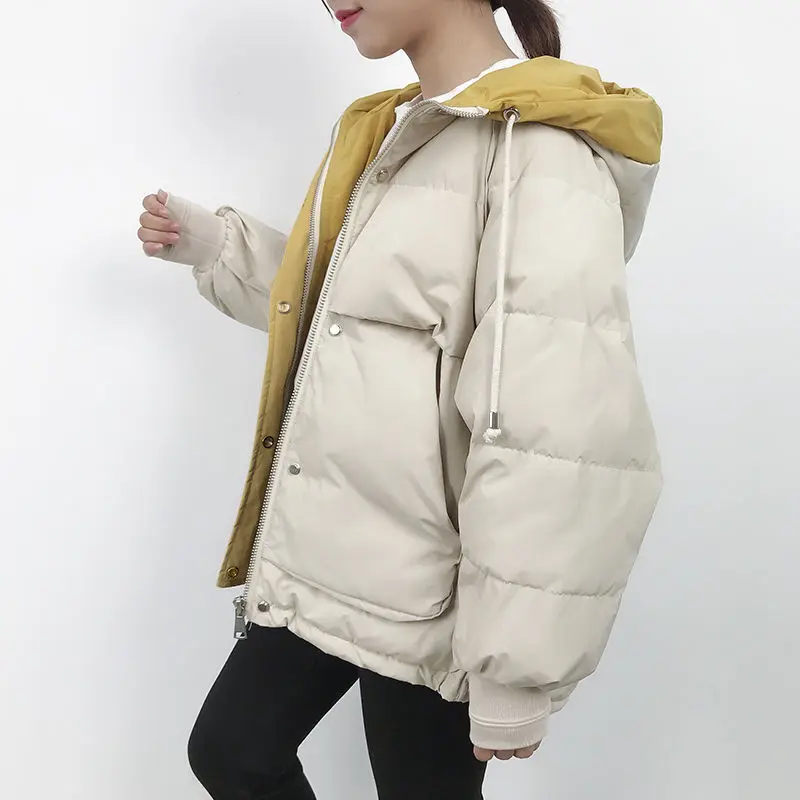 Women's Down Padded Jackets Thickened Hooded Winter Female Coats 2023 New Autumn Jacket Parkas Female Solid Clothes Short Loose