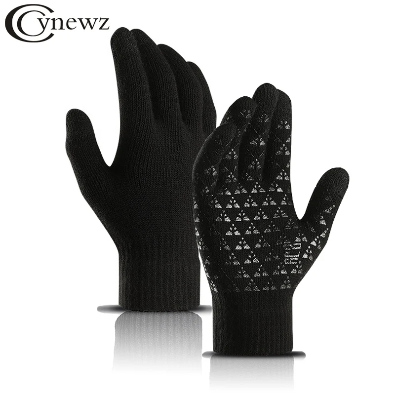 Winter Men Knitted Gloves Touch Screen Non-slip Rubber High Quality Male Gloves Thicken Warm Autumn Men Mittens warm gloves full finger gloves male gloves
