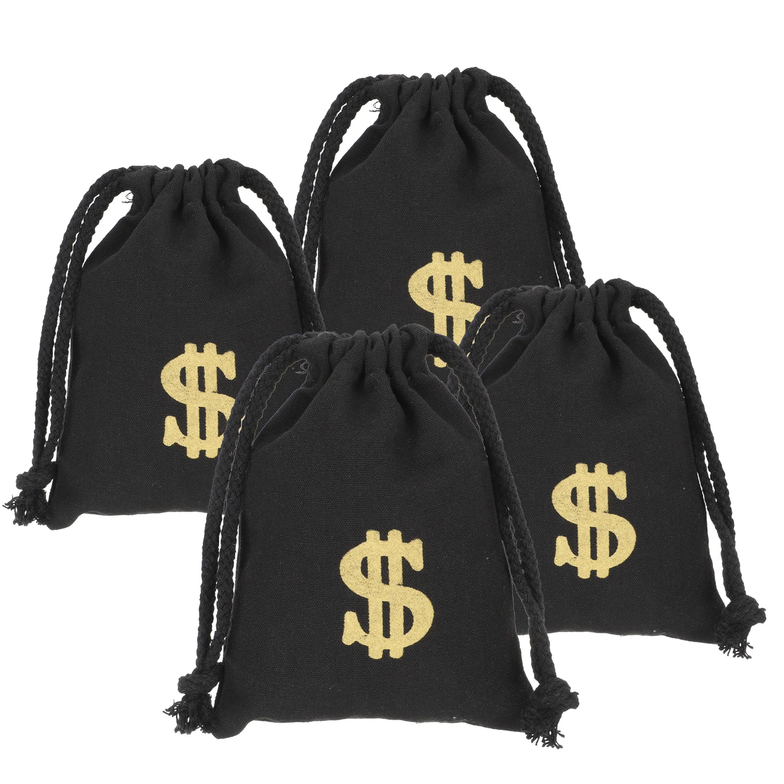 

4 Pcs Snack Dollar Drawstring Bag Pirate Toy Money Carrying Sack Canvas Party Gift Pouch