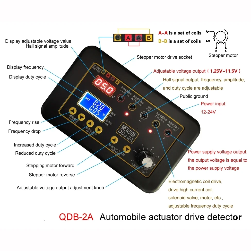 Automobile Lgnition Coil Injector Solenoid Valve Idling Stepper Motor Instrument Fault Detector Drive Treasure Tester automobile motor tester