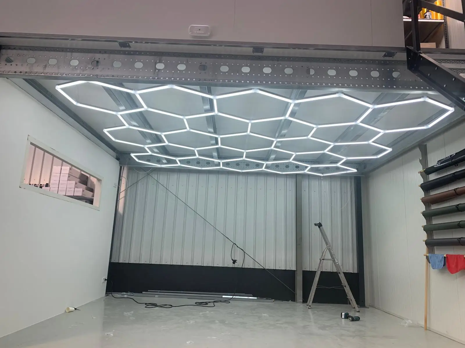 Customized 4.2*4M Hexagon Led Garage Lights Led Honeycomb for Workshop Gym Detailing  Shop hexagrid System AliExpress