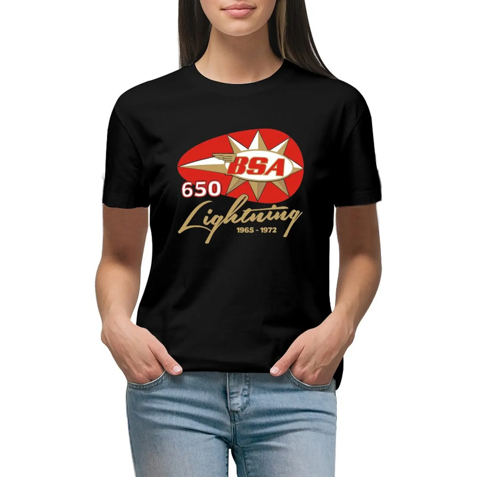 

BSA Lightning 650 motorcycle T-Shirt animal prinfor vintage sweat graphics new edition t shirts for Women