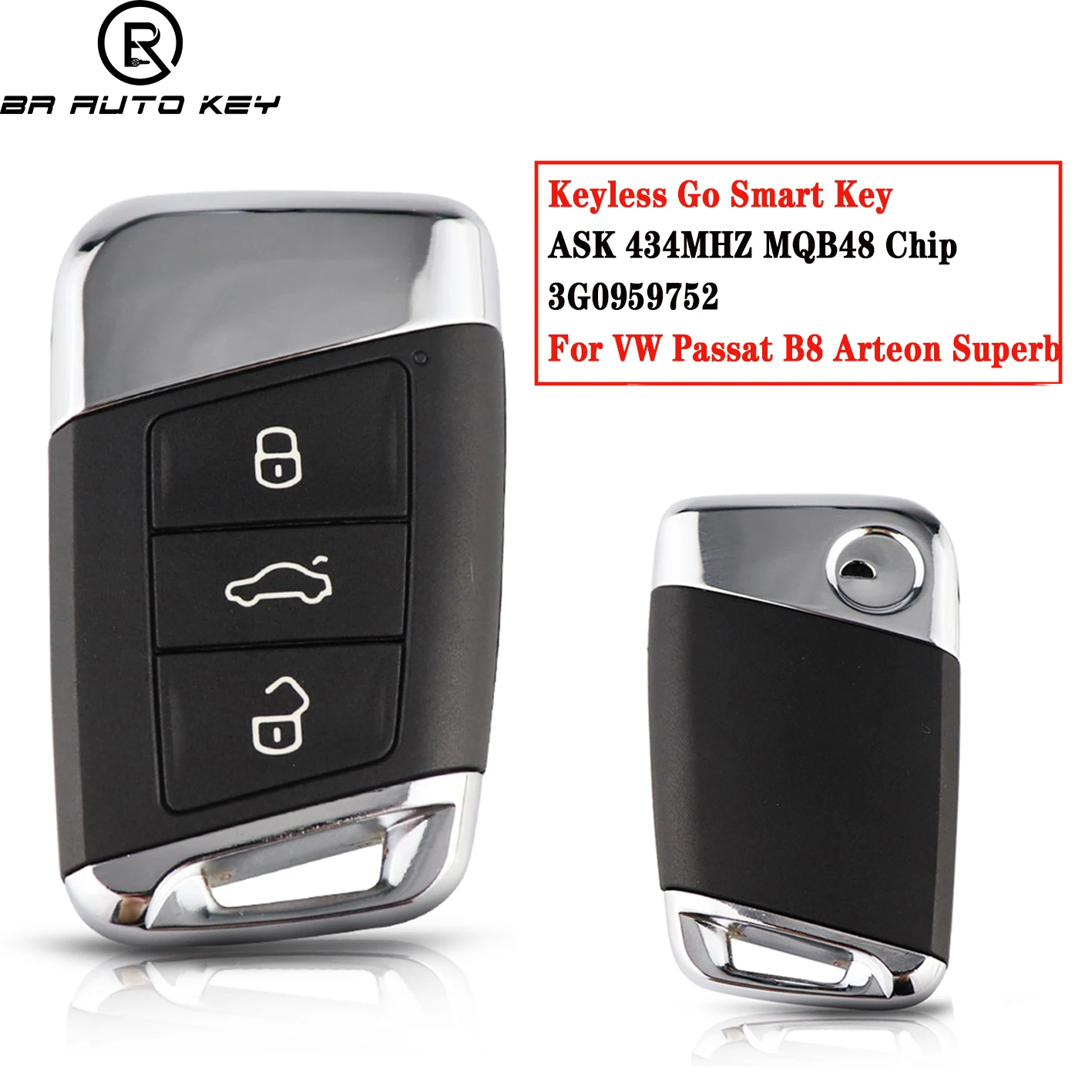 3G0959752 Keyless Go Smart Remote Key Fob For Mqb VW Passat B8 Arteon Superb A7 Variant 2014-2020 434Mhz with MQB ID48 Chip