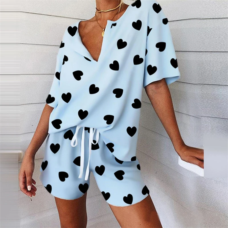 Letter Print ColorBlock Tracksuit Women Two Piece Set Summer Clothes V Neck Pullover Top and Shorts Suits Casual Loose Outfits midi skirt co ord Women's Sets