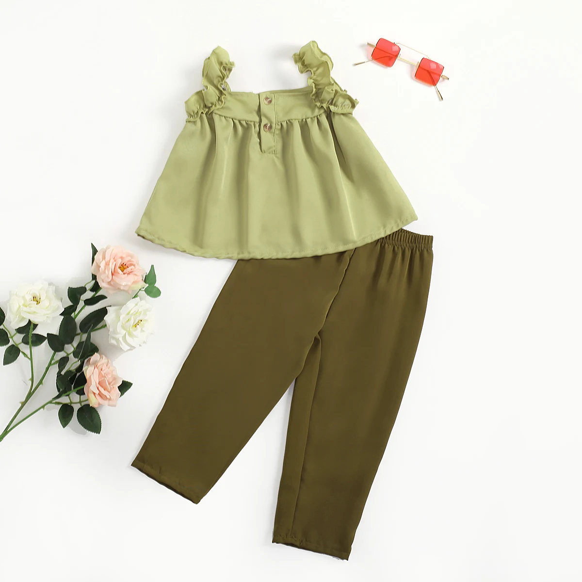 

Newborn Clothing Baby Girl Strap Sleeveless Top Pants 2Pcs Set 0-2Y