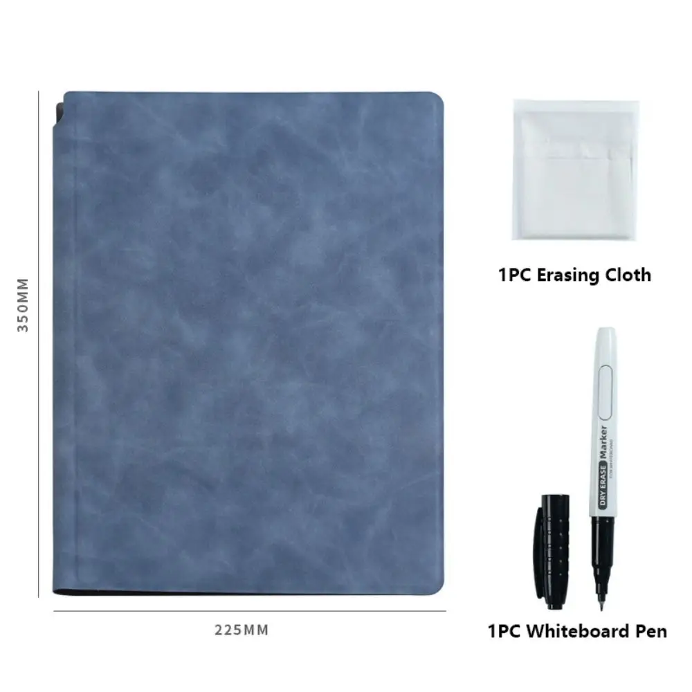 Eco-Friendly Reusable Leather Notebook with Erasable Whiteboard Pages and Accessories