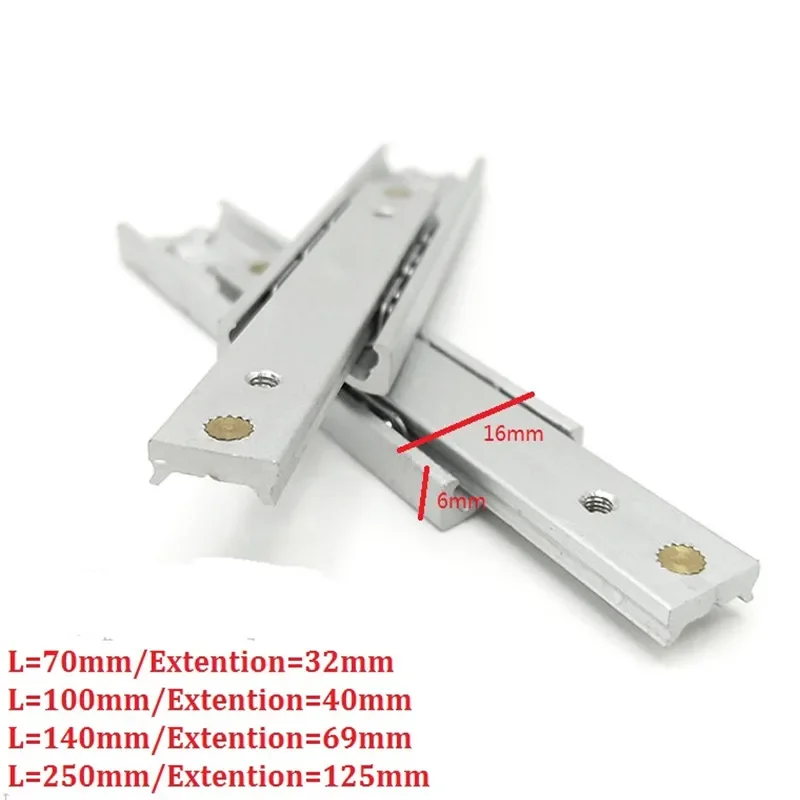 1Pair/Lot Mini Short Aluminum 2 Fold Ball Bearing Drawer Slide Jewelry Box Electronic Product Gift