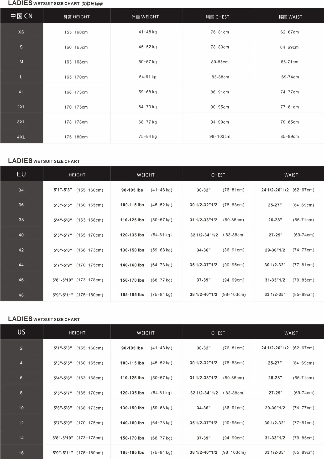 Aqualung Wetsuit Sizing Chart edu.svet.gob.gt