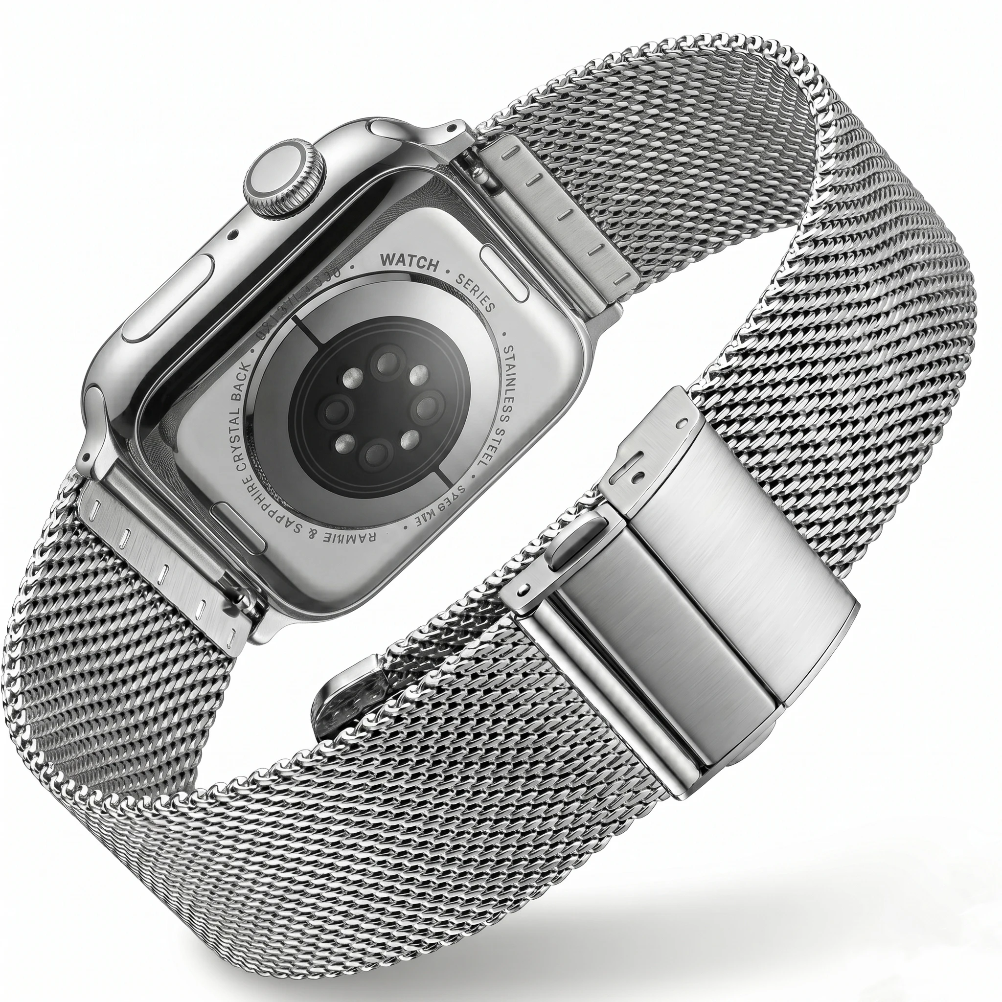 Elegant Mesh Milanese Loop Bracelet for Smartwatch in Silver Black